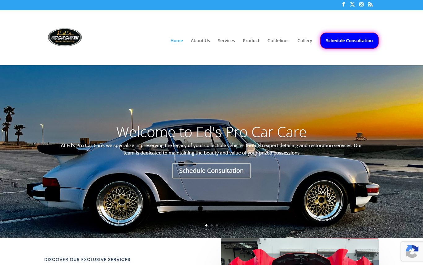 Ed's Pro Car Care website built by Ramos Web Services