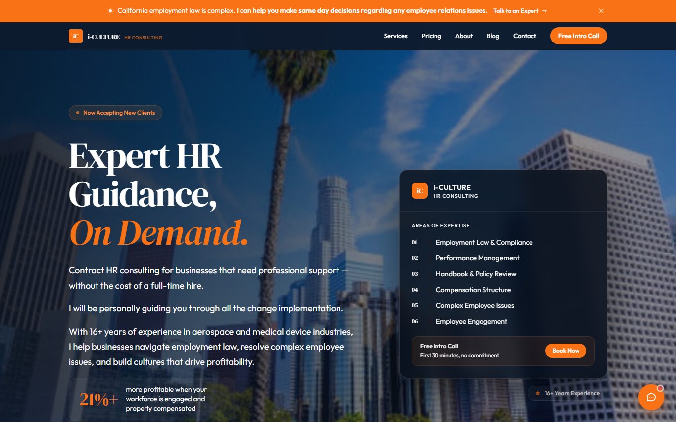 i-CULTURE HR website built by Ramos Web Services